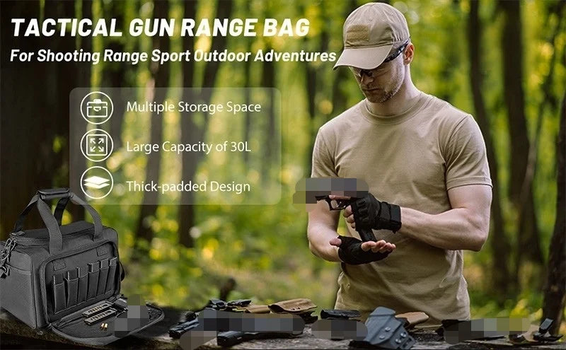 Gun Range Storage Bag Molle System Outdoor Hunting Accessory Nylon Gun Tactical Case Bags Pistol Tool Shoulder Pack Sniper Black