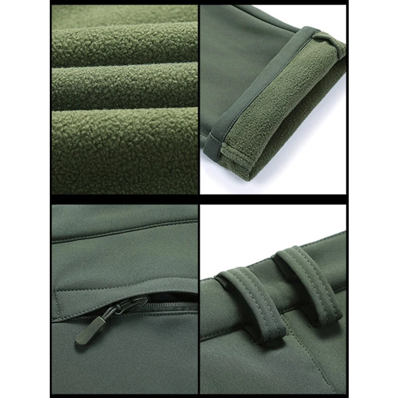 TRVLWEGO Thick Warm Fleece Hiking Pants Men Winter Waterproof Windproof Outdoor Soft Shell Rain Trekking Camping Ski Trousers