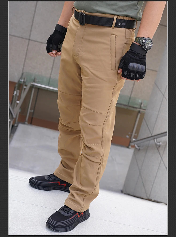 TRVLWEGO Thick Warm Fleece Hiking Pants Men Winter Waterproof Windproof Outdoor Soft Shell Rain Trekking Camping Ski Trousers