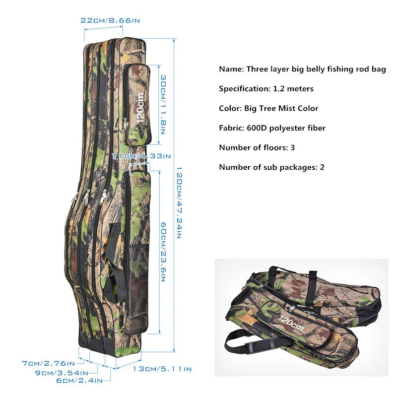 Three-layer Foldable Fishing Rod Bag