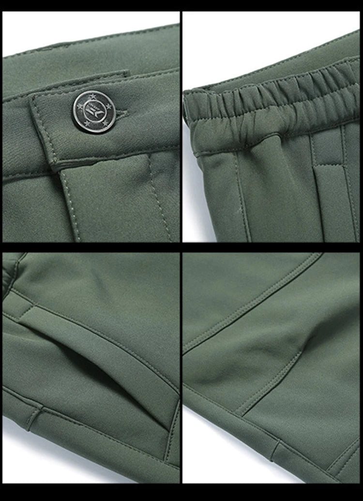 TRVLWEGO Thick Warm Fleece Hiking Pants Men Winter Waterproof Windproof Outdoor Soft Shell Rain Trekking Camping Ski Trousers