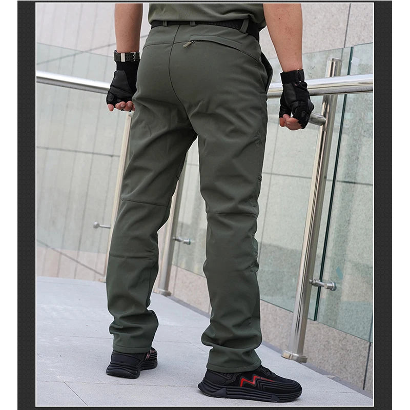 TRVLWEGO Thick Warm Fleece Hiking Pants Men Winter Waterproof Windproof Outdoor Soft Shell Rain Trekking Camping Ski Trousers
