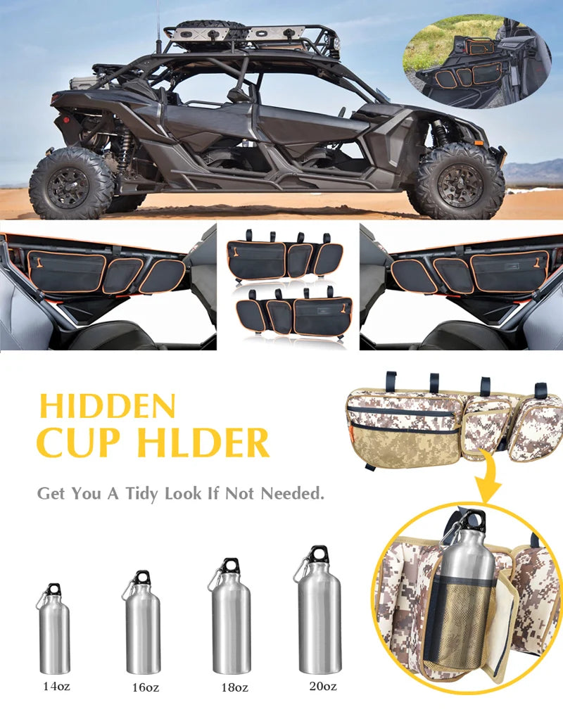 UTV X3 Maverick Side Storage Door Bag Front Upper Door Bags Knee Pad Car Organizer Fits For Can Am Maverick X3 XDS Turbo R