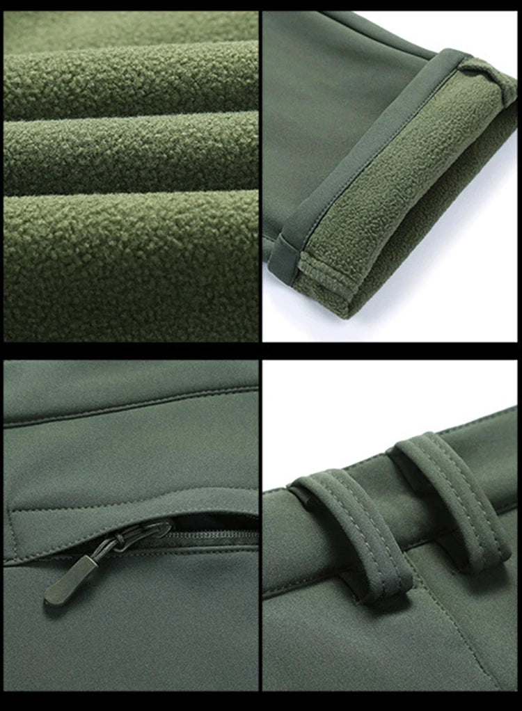 TRVLWEGO Thick Warm Fleece Hiking Pants Men Winter Waterproof Windproof Outdoor Soft Shell Rain Trekking Camping Ski Trousers