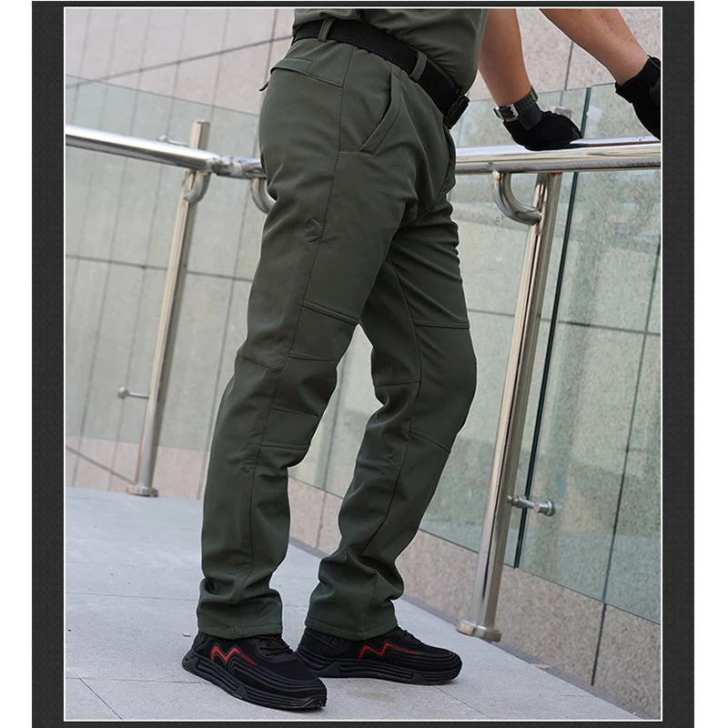 TRVLWEGO Thick Warm Fleece Hiking Pants Men Winter Waterproof Windproof Outdoor Soft Shell Rain Trekking Camping Ski Trousers