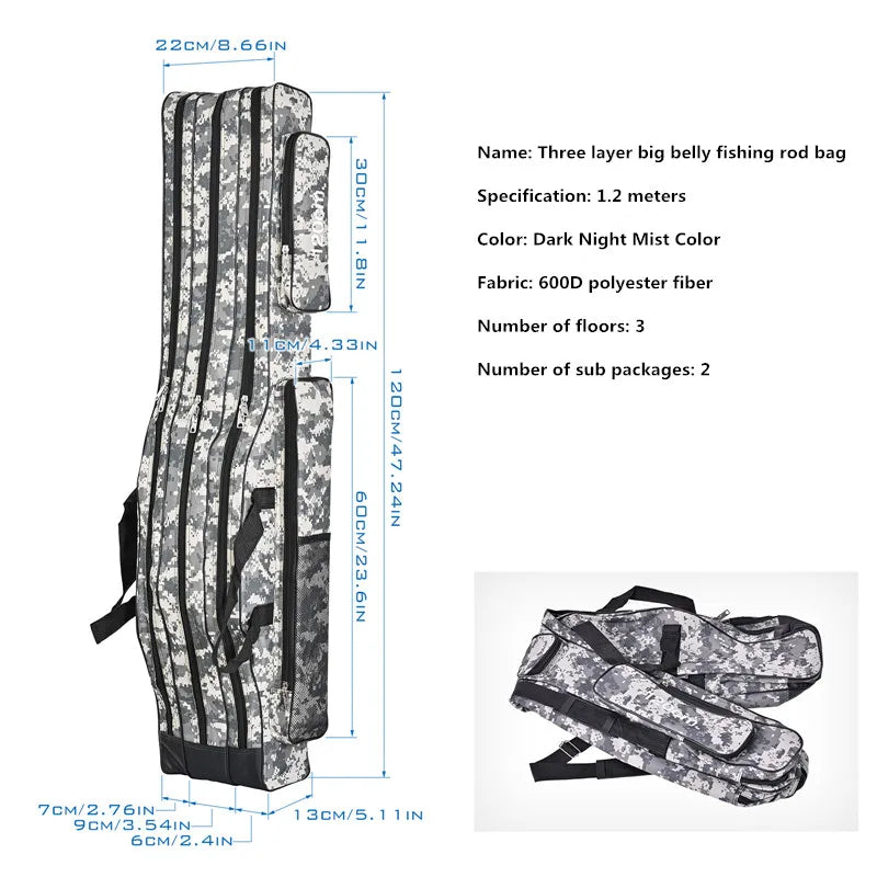 Three-layer Foldable Fishing Rod Bag