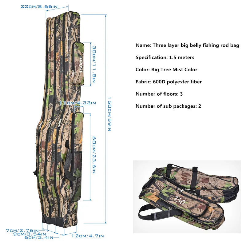 Three-layer Foldable Fishing Rod Bag