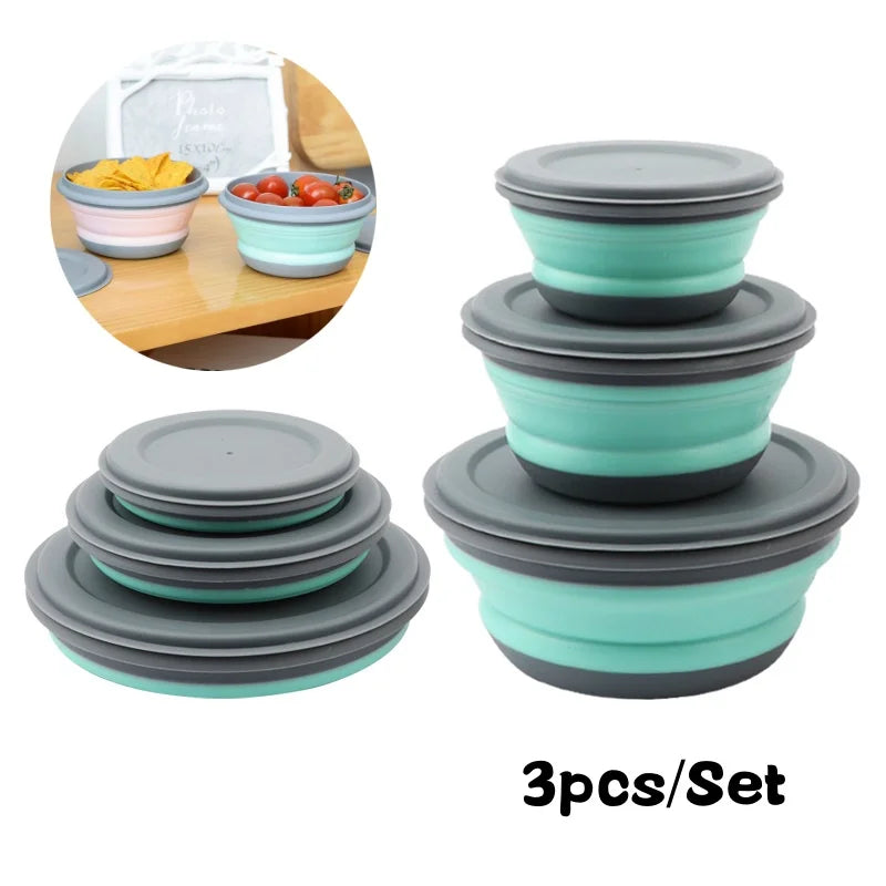 Portable Folding Silicone Lunch Box Bowl Set