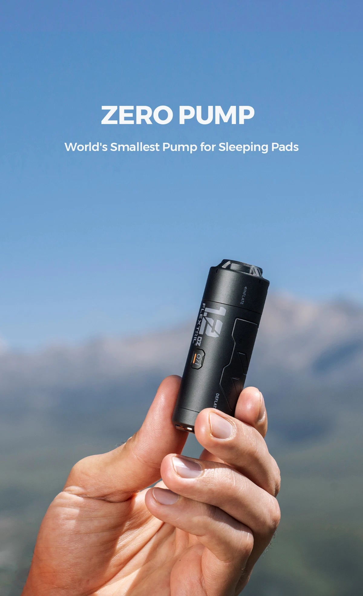 FLEXTAILGEAR ZERO PUMP - 34g Portable Camping Air Pump Electric Inflator for Sleeping Pads, 1 Rechargeable Battery Included