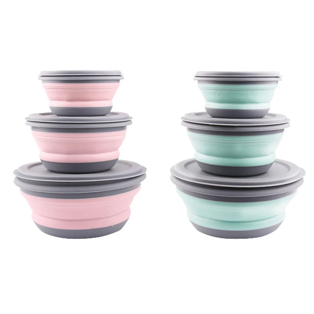Portable Folding Silicone Lunch Box Bowl Set
